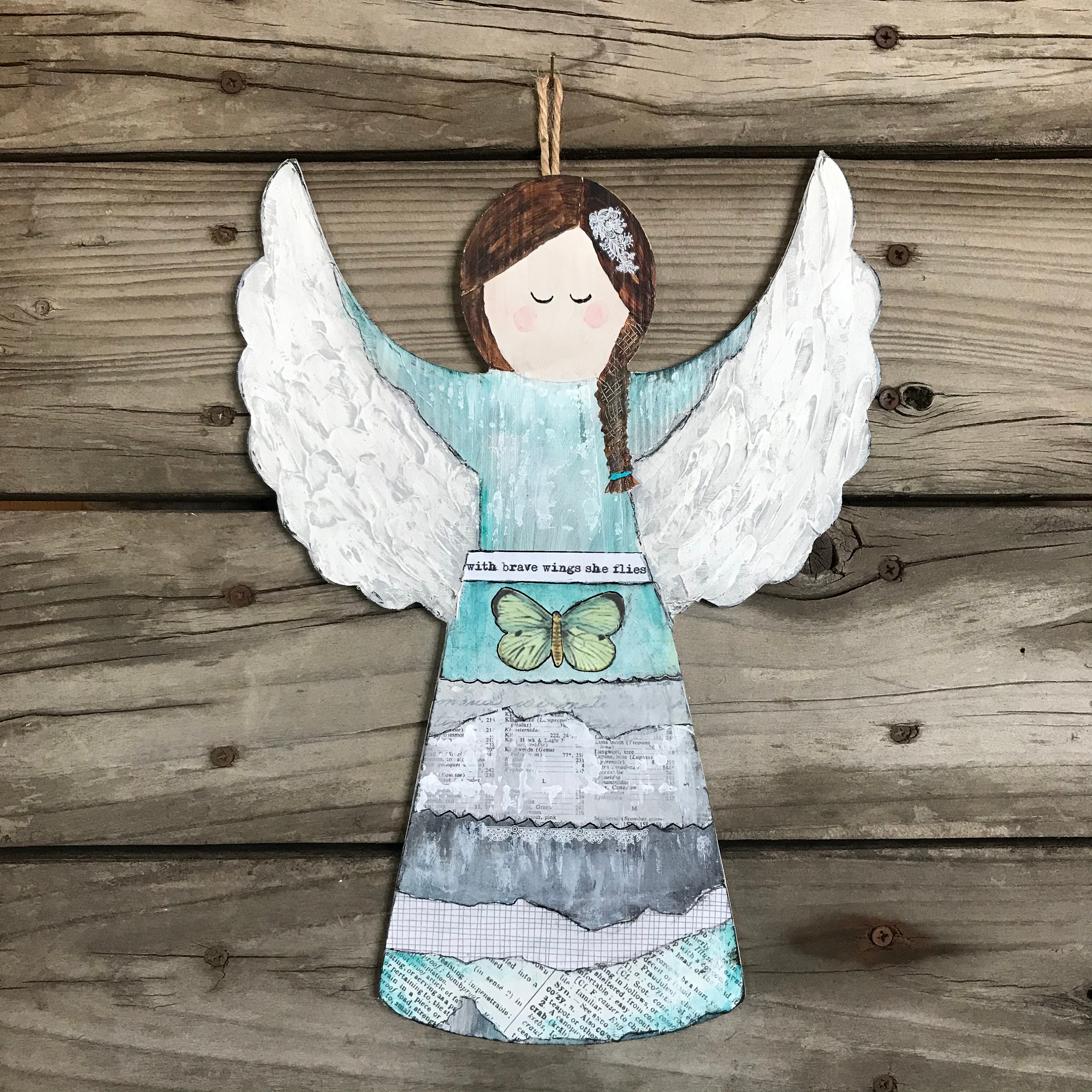 Angel Wall Hanging Guardian Angel Angel Mixed Media Etsy