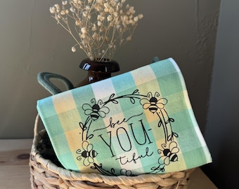 Spring Kitchen Towel, Bee You Tiful, Simple Gift for Daughter, Gift for Beekeeper, Unique Gift for Coworker, Birthday Gift