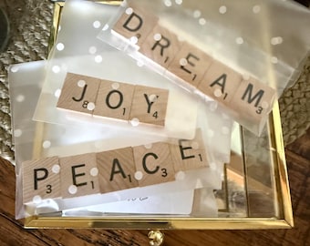 Vintage Scrabble Tile Words, Mixed Media Craft Supplies, Upcycled Game Pieces for Crafts, Unique Gift for Crafters