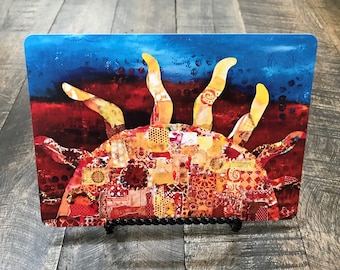 Sunset Mixed Media Notecard, Stocking Stuffer for Mom, Unique Gifts for Women Friends, Flat Notecards with Envelopes, Set of 4 Cards,  5x7