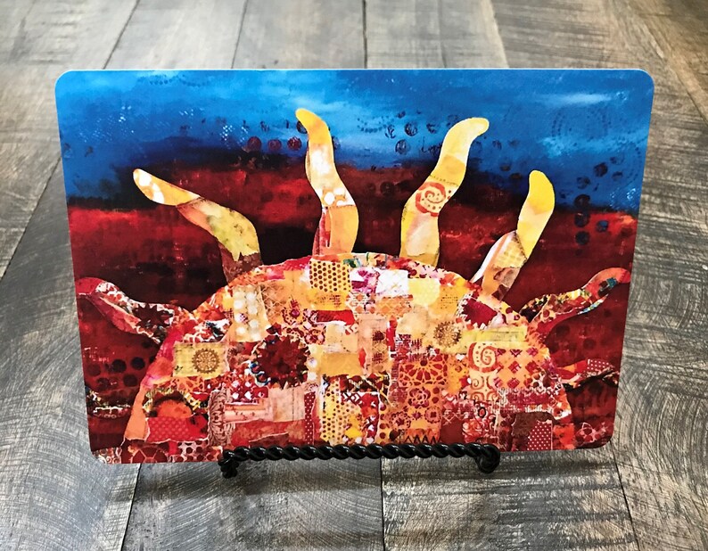 Sunset Mixed Media Notecard, End of Year, Unique Gifts for Women Friends, Flat Notecards with Envelopes, Set of 4 Cards, Clearance Sale, 5x7 image 1