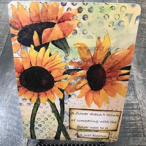 Notitiekaarten zonnebloem, unieke cadeaus voor vrouwelijke vrienden, cadeau voor gastvrouw, cadeau voor tuinman, opruiming, 5 x 7 notitiekaarten set van 4