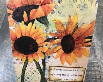 Sunflower Notecards, Unique Gifts for Women Friends, Gift for Hostess, Gift for Gardener, Clearance Sale, 5x7 Note Cards Set of 4