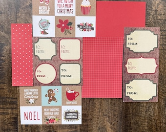 Christmas Paper Pack for Junk Journals, Gift Tag Making Supplies, Craft Paper Bundle , Red Background Paper, Christmas Card Supplies