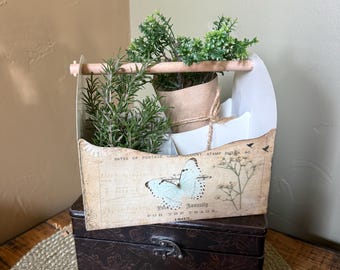 Botanical Metal Caddy for Kitchen Organizer, Farmhouse Utensil Holder, Unique Birthday Gift for Daughter, Christmas Gift for Coworker