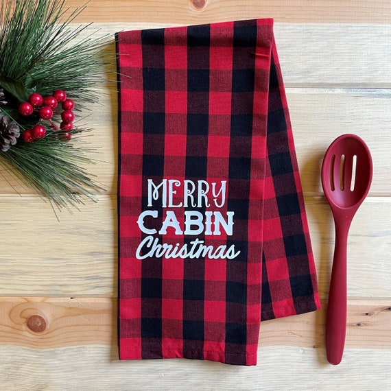 Cabin Kitchen Towels, Christmas Clearance Sale, End of Year, Gift for Cabin  Couple, Cabin Decor for Kitchen, Plaid Christmas Towel 