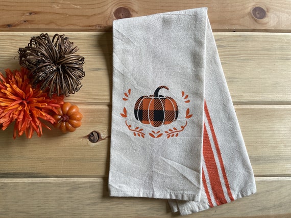 Pumpkin Tea Towel Thanksgiving Hostess Gift Clearance Sale 