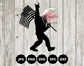Big Foot Sasquatch American Flag SVG PNG JPG Digital Download