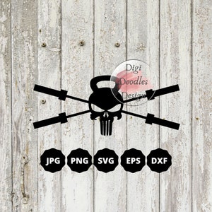 Fitness Skull and Crossbones Crossfit Workout SVG PNG JPG Digital Cut File