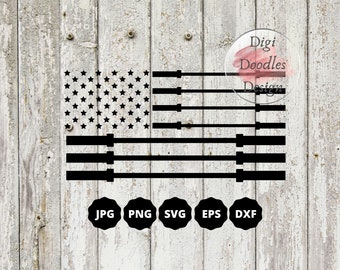 Star Barbell Crossfit Flag Fitness Instant Digital Download - SVG PNG JPG Dxf Eps
