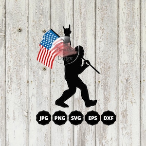 Big Foot Sasquatch Color Patriotic American Flag SVG PNG JPG eps dxf Digital Download