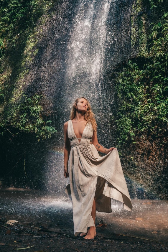 Organic Raw Silk Maxi Dress: Boho Goddess Gown Organic Raw Silk Maxi Dress: Boho Goddess Gown