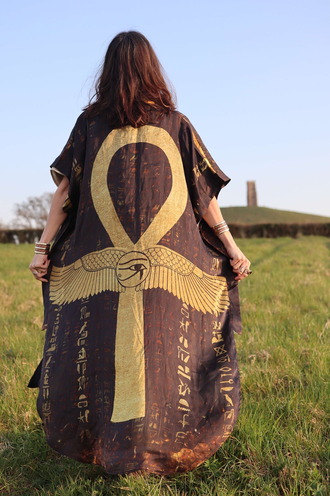 Egypt Robe PRE-ORDER - Satin Kimono Robe: Egyptian Ankh Goddess Dress, Festival ...