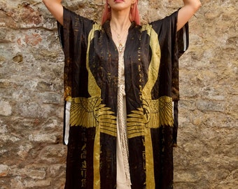 Kaftan Dress, Vintage Kimono, Beach Cover Up, Caftan Dress, Kimono Robe, Maternity Dress, Egyptian Dress, Priestess Robe, Ceremonial Robe