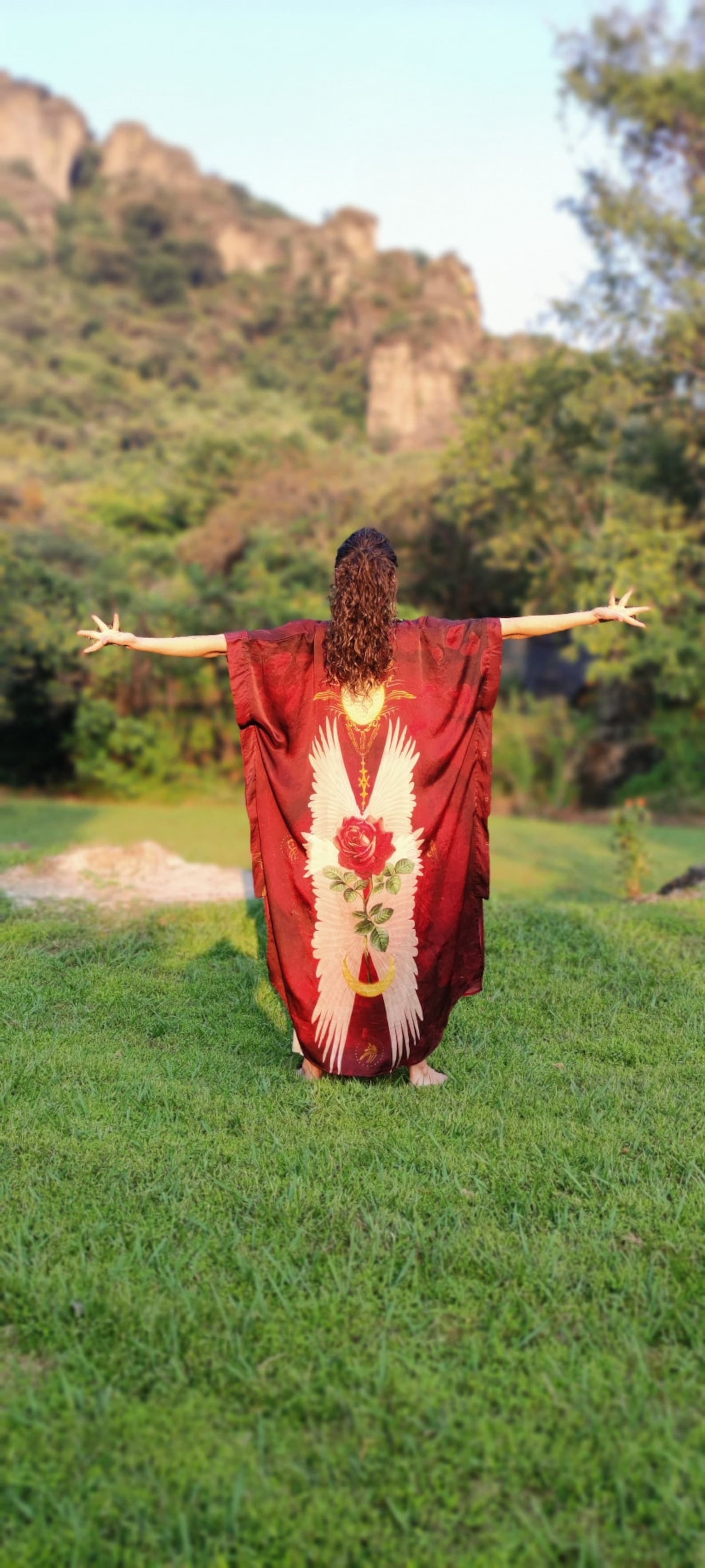 PRE ORDER- Satin Silk Ritual Kimono: Red Rose Goddess Robe - Etsy