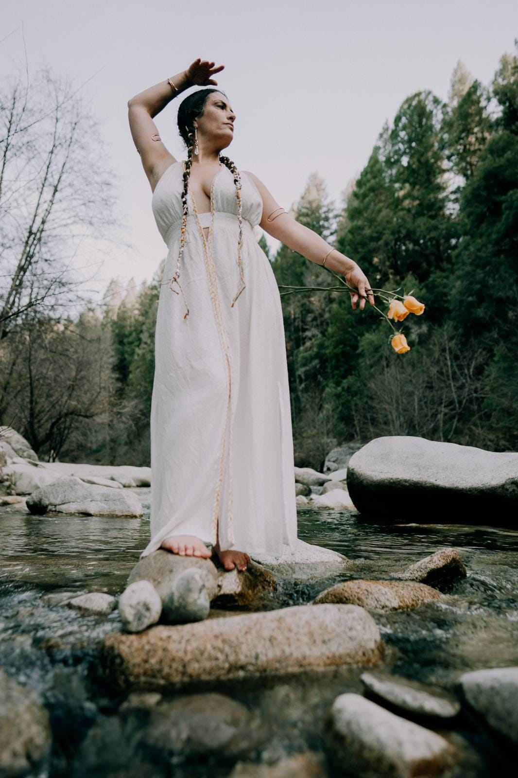 grecian backless wedding dress Grecian-Inspired Bohemian Wedding Gown