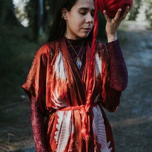 Red Rose 100% Satin Dress, Ceremonial Robe, Priestess Robe, Goddess ...