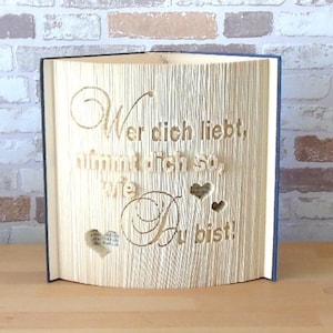 Who loves you - folded book // Book folding art // Gift // Saying in the book // Decoration // Book decoration // Love