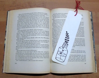 Lesezeichen Zweig in einer Flasche // Bookmark // Bücherwurm