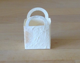 kleines cremefarbenes Täschchen aus Maulbeerbaumpapier // Tüte // Tasche // Geschenkverpackung // Geschenktasche