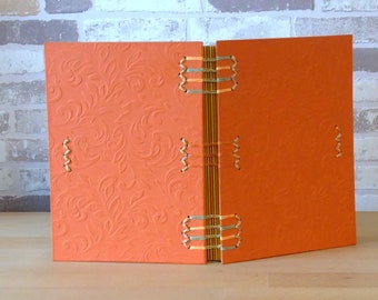 orange diary A5 with orange and green pages // notebook // journal // sketchbook