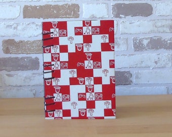 Notebook A6 red and white mosaic paper // blank // diary