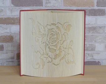 Rose silhouette - folded book // book folding art // gift // decoration // book decoration // flower in the book