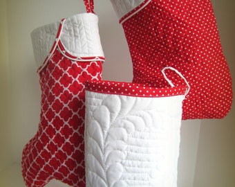 Quilted Christmas Stocking, White Feathered Christmas Stocking, Quilted Stocking, White Quilted Stocking, Elegant Christmas Stocking