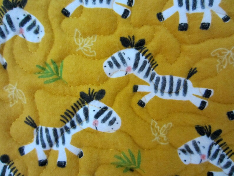Jumping Zebras Quilted Baby Blanket Unisex Flannel Safari Play Mat