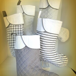 Quilted Christmas Stocking, Christmas Stockings, Gray Quilted Stockings, Quilted Stocking, Gray Stocking, Modern Stocking, Holiday Stocking