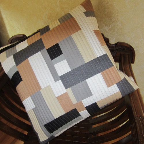 Abstract Winter White Grey Black and Beige Quilted Color Block