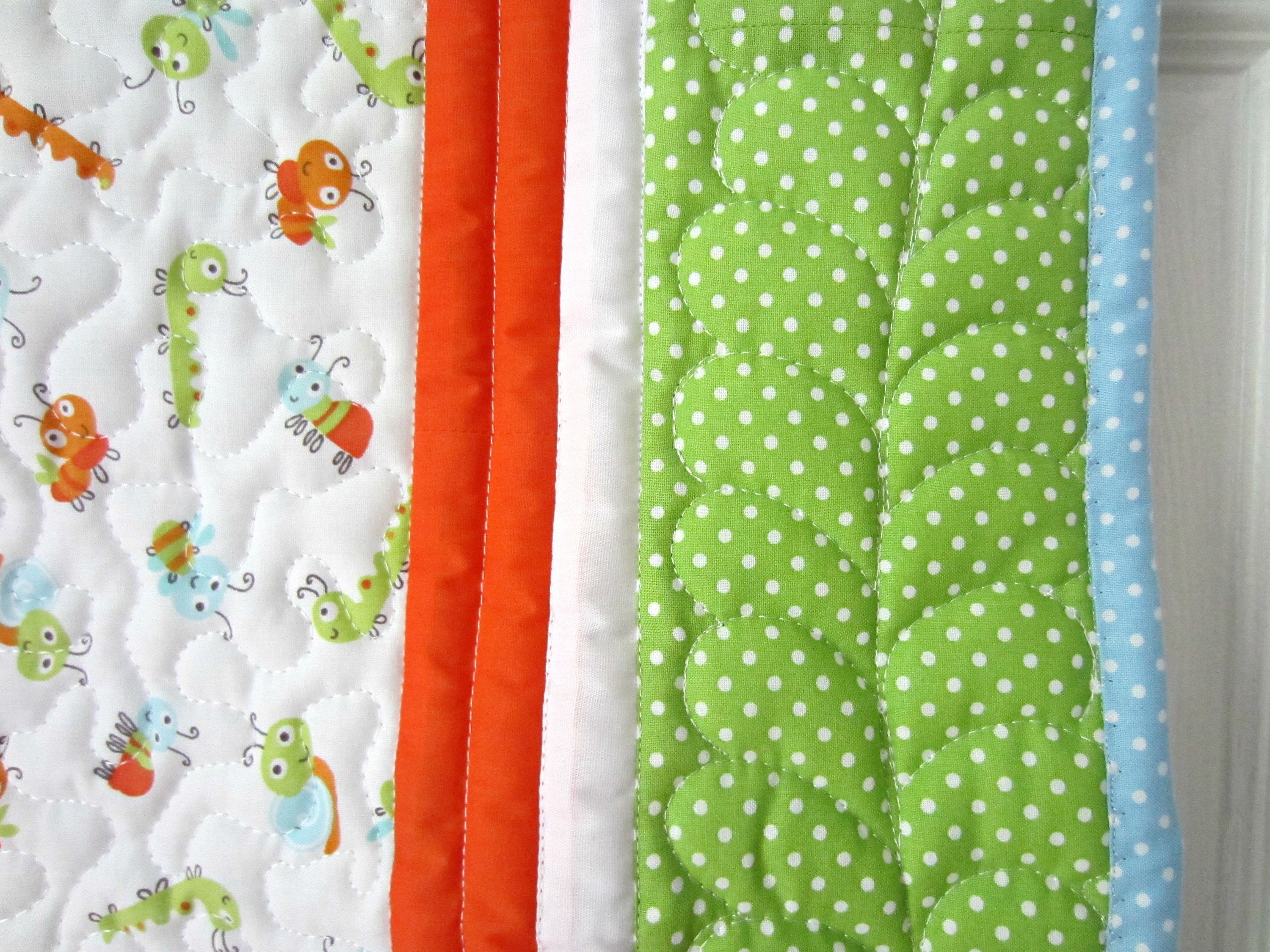 Unisex Cuddle Bugs Baby Blanket Green White Blue and Orange Etsy