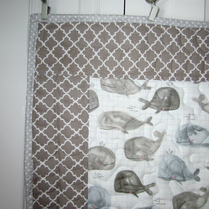 Crib Bedding Set-Ocean Theme Whale Pattern White