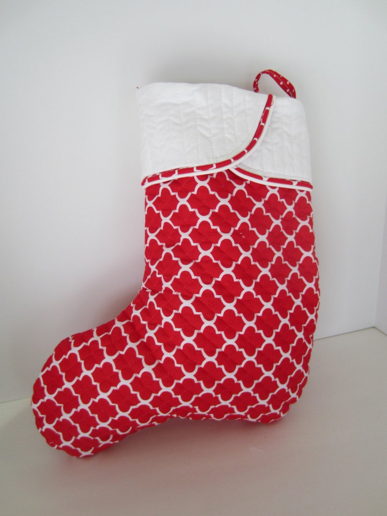 Pair of Red and White Quilted Christmas Stockings Set of Red Etsy