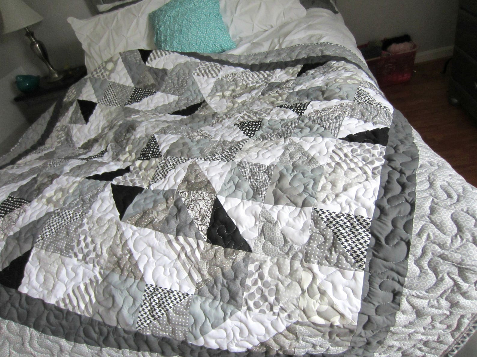 Gray and White Quilt TRIPLE THICK Gray Quilt Sofa Throw Etsy