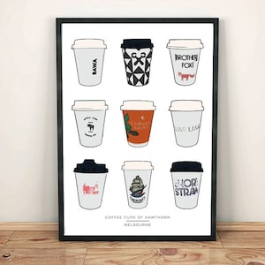 Melbourne Print | Coffee Cups of Hawthorn | A3