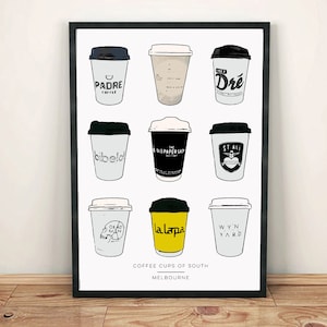 Melbourne Print | Coffee Cups of South Melbourne | Digital only