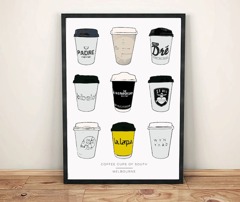 Melbourne Print Coffee Cups of South Melbourne Digital Etsy UK