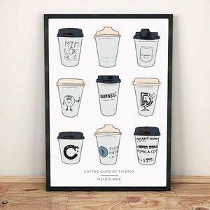 Melbourne Print | Coffee Cups of Fitzroy | Digital copy