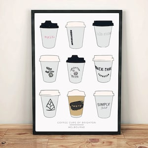 Melbourne Print | Coffee Cups of Brighton | Digital copy