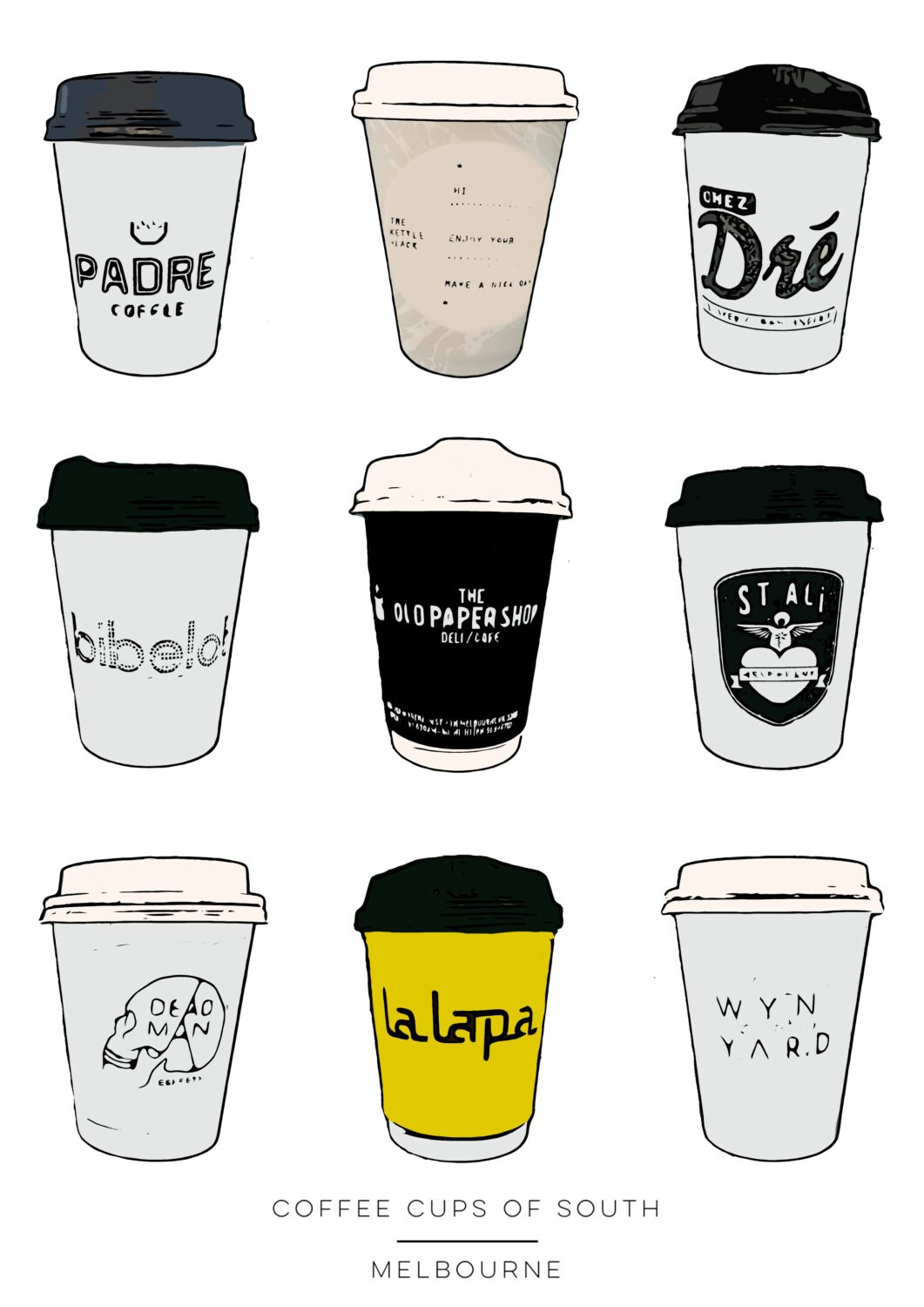 Melbourne Print Coffee Cups of South Melbourne Digital Etsy UK
