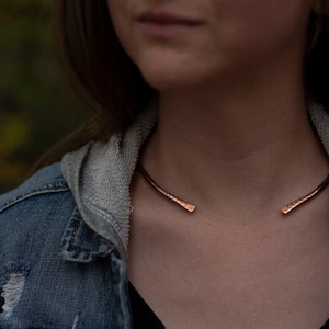 Copper Torc Necklace with Chevron and Arrow Symbols, Copper Choker Necklace, Copper Neck Collar, Copper Torque