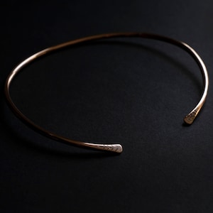 Copper Torc Necklace with Leaf Pattern, Copper Choker Necklace, Copper Neck Collar, Copper Torque