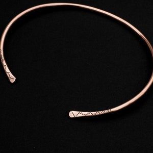 Copper Torc Necklace with Tribal Design, Copper Choker Necklace, Copper Neck Collar, Copper Torque