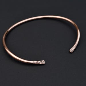 Copper Torc Necklace with Hammered Fishbone Design, Tribal Collar Necklace, Torque Torq Choker