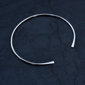 Sterling Silver Collar Necklace in Bright Silver Finish, Tribal Collar Necklace, Silver Wire Necklace, Torc Necklace