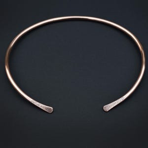 Copper Torc Necklace with Feather Design, Copper Choker Necklace, Copper Neck Collar, Copper Torque