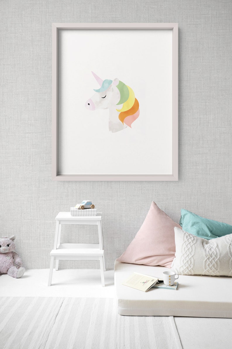 Rainbow Unicorn Wall Art Printable,gender Neutral Printable Nursery