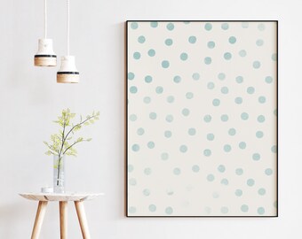 Blue Polka Dotted Digital Download, Modern digital wall art, modern blue and white decor