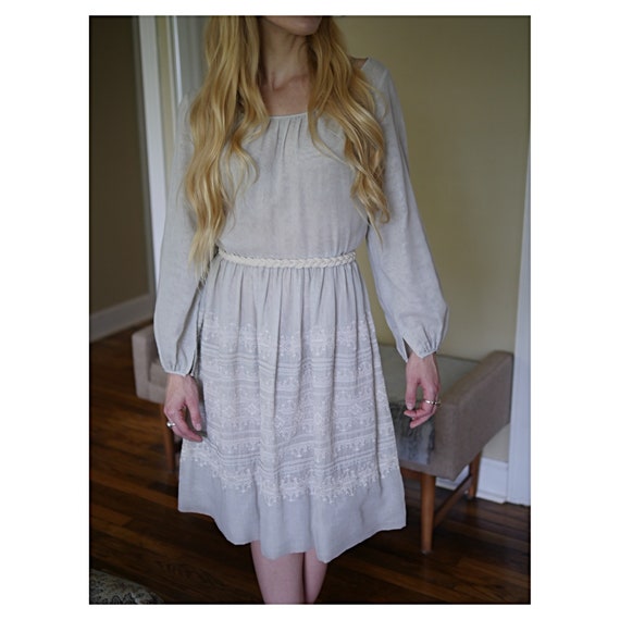 Grey Eyelet Puff Dress